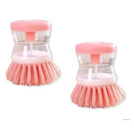 2Pcs Pink Dish Brush with Soap Dispenser,Soap Dispensing Brush, Kitchen Brush,Dish Pot Pan Sink Cleaning, Dish Brush Washing Utensils,Washing Up Liquid Soap Dispenser,Soap Dispensing Dish Brush