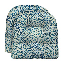 Resort Spa Home Decor Tufted U-Shape Wicker Seat Cushions Set of 2 | 22” x 22” | Water & Fade-Resistant Spun Fabric | Outdoor Chair Cushions for Patio Furniture | Sunny Spot Blue