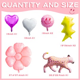 Wood Homing 8PCS 18 Inch Smile Party Preppy Helium Balloons Pink Smile Face Helium Balloons Smile Face Theme Birthday Party Decorations Pink Heart Yellow Lightning Balloons for Birthday Wedding Decor