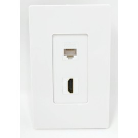 RiteAV - 1 x Cat6 Ethernet Female and 1 x HDMI Port Wall Plate Screwless Decorative - White