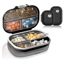 Pastillero semanal de 2Pcs, Pastillero de viaje con 7 Compartimentos, Organizador de pastillas impermeable, Pastillero grande, para Diferentes Medicamentos y Suplementos（Pequeño+Grande）