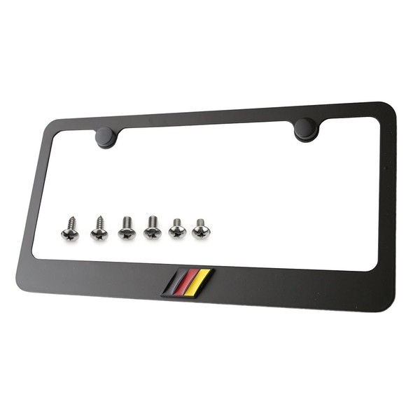 Germany 3D Metal Black License Plate Frame (German Flag)