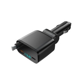 Retractable Car Charger, Fast Car Phone Charge, Type C Retractable Cables and 2 USB Ports Car Charger Adapter, Compatible with Phone 16 15 14 13 12 11 Pro Max