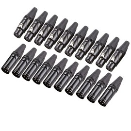 MFL. Conector de cable XLR de 3 pines macho y hembra con carcasa de níquel y contactos plateados, conector de micrófono, conector de audio, negro, 10 pares