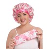 Vettres Double Layer Satin Bonnet for Sleeping with Detachable Eye