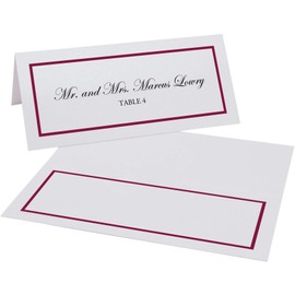 Single Line Border Printable Place Cards, Burgundy (Choose Color), Set of 60 (10 Sheets), Laser & Inkjet Printers - Wedding, Party, Dinner, and Special Events - Made in the USA