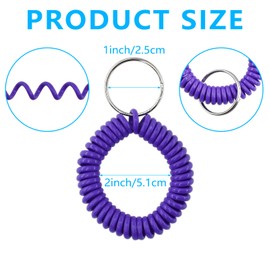 SHRJ 100Pcs Wristlet Keychain Stretchable Plastic Spiral Coil Bracelet Wrist Band Key Ring Chain for Office, Shopping Mall, Sauna, Workshop, Gym, School, 10 Colors