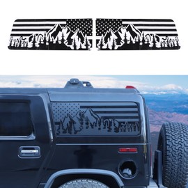 Rear Side Window American Flag Decals Fit for 2003-2009 Hummer H2, Tailgate Side Window Sticker, Rear Side Window Decal Sticker Accessories, 2PCS, Hill Pattern