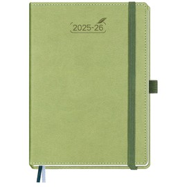 BEZEND A5 Diary 2025-2026 Week to View Academic Year 18 Month runs Jul'25 - Dec'26, Vertical Weekly Planner with Hourly Time Slots & Monthly Tabs, PU Leather Hardback, Kiwi