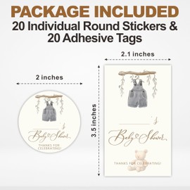40 Pcs Baby Shower Stickers Set - Thanks for Celebrating Sticker- 20 Round Stickers & 20 Adhesive Tags for Gift Wrapping, Envelope Seals, Gender Reveal, Party Favor & Supplies - A02