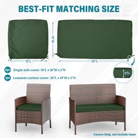 Pakunoda 3 Pack of Outdoor Seat Cushion Replacement Set Suitable for 4 Pieces of Wicker Rattan Furniture Terrace Guest Set Sofa Chair (36x18x2, 18x18x2), Only Cover