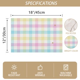 Linen Spring Placemats Set of 4 Buffalo Check Plaid Easter Table Mats Easter Decor Birthday Party Home Kitchen Table Decorations and Supplies-12×18''