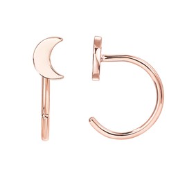 PAVOI 925 Sterling Silver Huggie Half Hoop Earrings | Hypoallergenic Minimalist Tiny Cartilage Earring (Moon, Rose Plated)