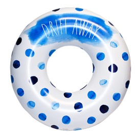Coconut Float Rae Dunn x Indigo Polka Dot Pattern Ring Float - Adult Size Large 48 Inch Inflatable Raft & Durable Water Inner Tube - Stable Ride-On for Summer Parties & Swim Events