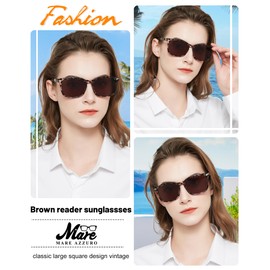 MARE AZZURO Outdoor Reading Sunglasses 2.5 Women Large Square Sunglass Readers UV Protection 100 125 150 175 200 225 250 275 300 350 400 (A-Leopard/Brown lens, 2.50)