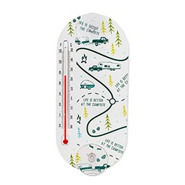 Camco Unknown 53367 Life is Better at The Campsite Window Thermometer RV Map Design - Displays Both Fahrenheit and Celsius Temperatures - Allows for Easy Mounting to Any Glass Surface