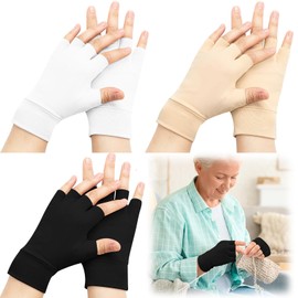 Yearntown 3 Pairs Elderly Skin Thin Protector Gloves Tone Fingerless Gloves Bruise Abrasion Protective to Cover Bruising(M,Multicolor)