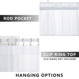 White Semi Sheer Curtains 63 Inch Length for Bedroom Set 2 Panels Rod Pocket Translucent Light Filtering Faux Linen Textured Solid Privacy Curtains Sheer for Living Room Closet Wide 52x63 in Long