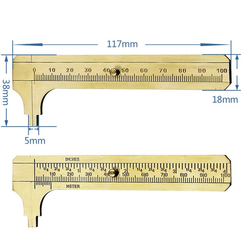 100mm (3.94in) Easy Sliding Gauge Brass Vernier Caliper Ruler Measuring