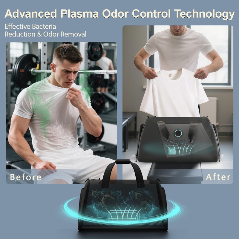 STOROVIC Deodorizing Travel Bag - Multi-Compartment, Water-Resistant, Odor Elimination for