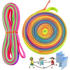Bohrma Pack of 2 Rubber Twist Children for Bouncy Games, Bouncy Rubber 4 m Long 1 cm Wide Rubber Twist, Indoor and Outdoor Toy, Garden Games Children, Rainbow Band - Gift for Girls/Boys