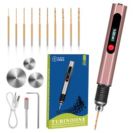 TUBINOONE 3-Speed Cordless Mini Drill Pen, Rechargeable DIY Electric Hand Drill with 10 Small Drill Bits for Jewelry Making Stone Plastic Resin Keychains-Beginner Friendly (Red Brown)