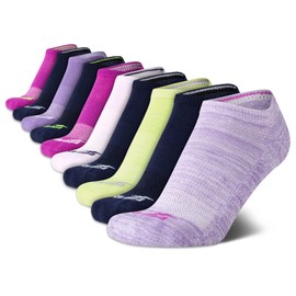 Avia Women's Athletic Performance Cushioned No Show Solid Socks (10 Pack), Size 9-12, Bright Multi