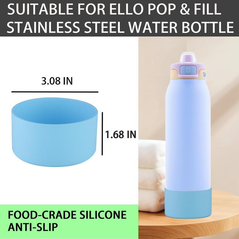 2 PCS Ello Pop Water Bottle Boot, Silicone Bottom for