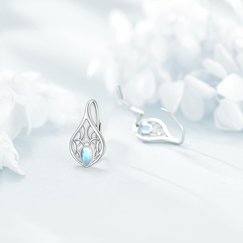 Moonstone / Turquoise Earrings for Women 925 Sterling Silver Leverback
