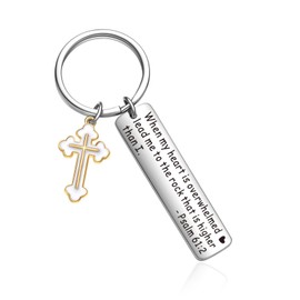 OWHOMS Christian Inspirational Keychain Catholic School Gift For Bible Study Members Keychain Religious Decor Faith Jewelry For Prayer Gift Christening Gift For Women Men Bible Verse Keychain