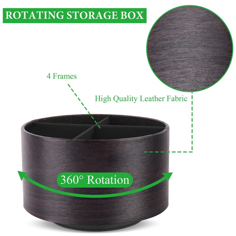 Czzmy Round Leather Art Supply Organizer,Remote Control Holder,360 Degree Spinning,Multi-Functional