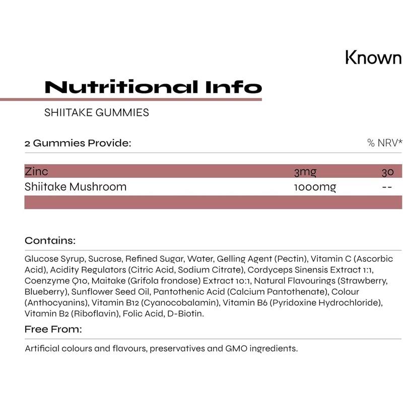 Shiitake 1000mg Mushroom Gummies by Known Nutrition | Natural Immune