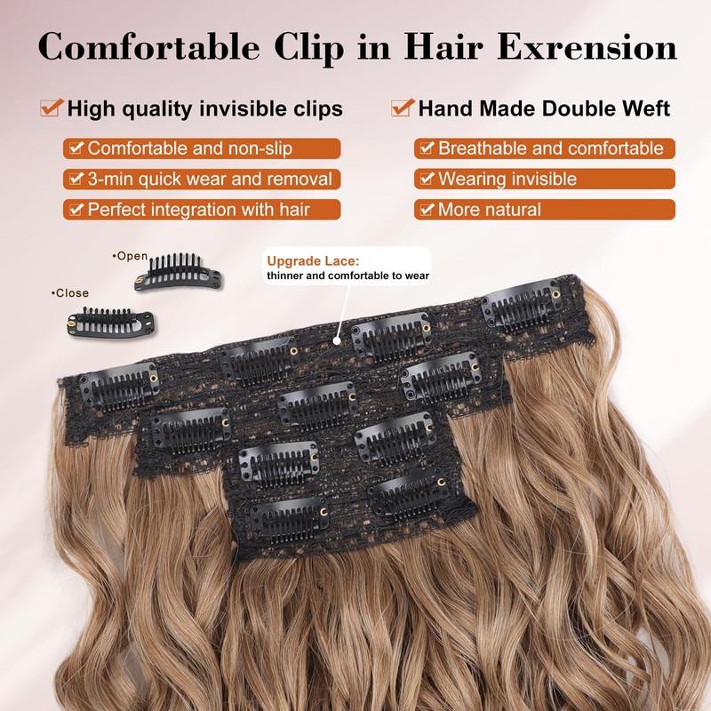 Bouncy Curly Hair Extensions, 4PCS Synthetic Clip in Hair Extensions