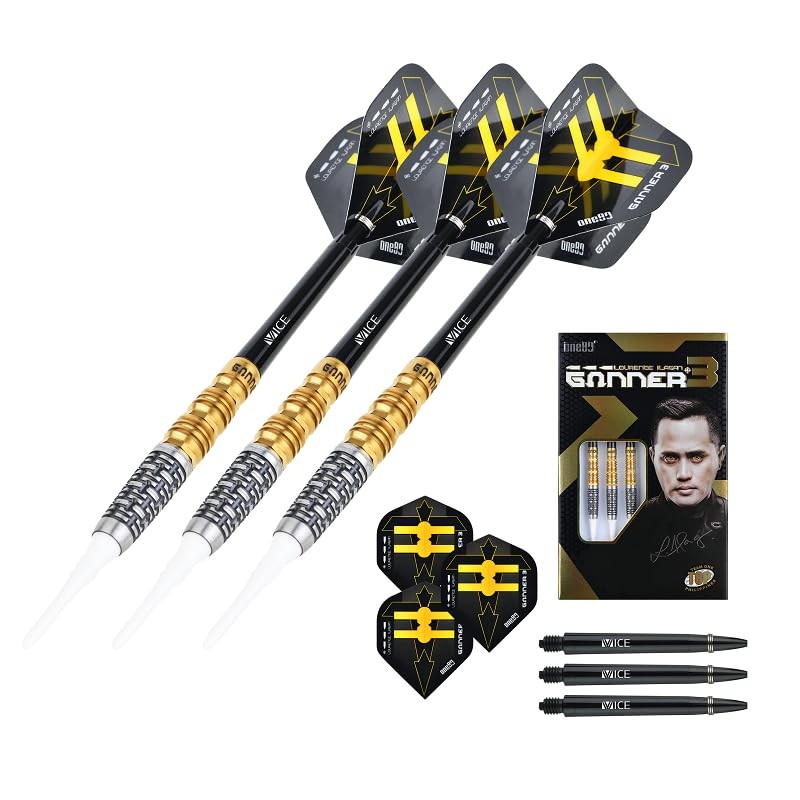 ONE80 Gunner 3 Lourence Ilagan Black Gold 90% Soft Darts