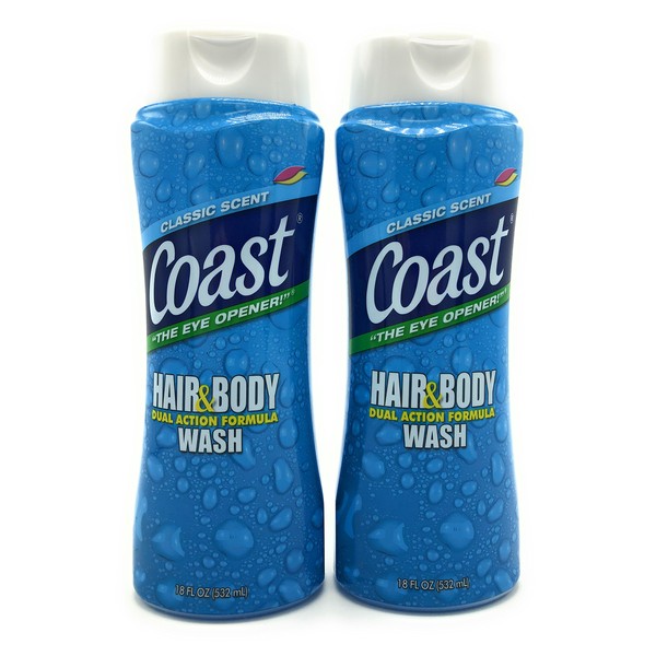 Coast Hair and Body Wash, Classic Scent, 2- 18 Fl Oz Bottles