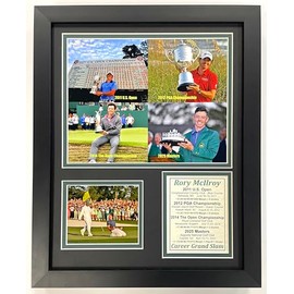Rory McIlroy | 2025 Masters Winner | Career Grand Slam Winner | Collectible Golf Memorabilia | Framed Picture and Photo Collage Gifts | (Career Grand Slam Mosaic, 12"x15", Framed)