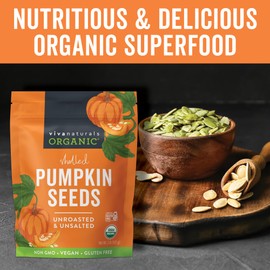 Viva Naturals Organic Pumpkin Seeds - Shelled, Unroasted & Unsalted Pumpkin Seeds Organic, Perfect for Salads, Trail Mix & Baked Goods - Good Source of Iron & Dietary Fiber - 2 lb (32 oz / 907 g)