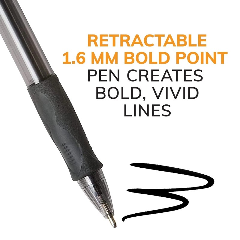 BIC Velocity Retractable Pens 12 Count Easy Glide System Ink
