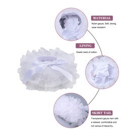 Tutu.kk Toddle - Falda tutú para bebé niña con funda para pañales, vestido suave de tutú de bebé de 0 a 6 meses con diadema de flores, Blanco, 3-6 Meses