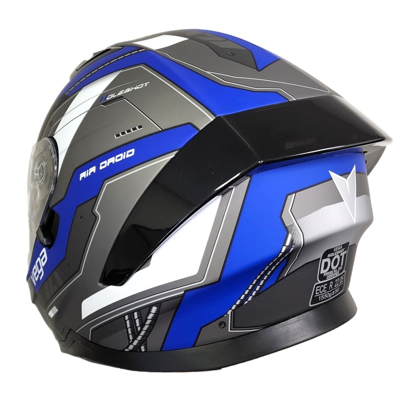Vega Holeshot Full Face Helmet 53078-024, Air Droid Blue, Large