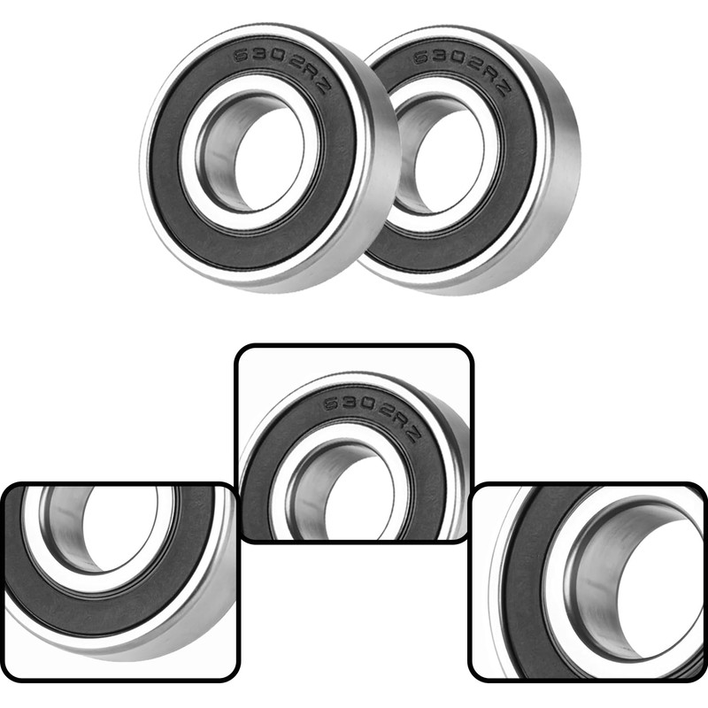 2Pcs 6302-2RS Deep Groove Bearings, Replacement N127530 Groove Ball Bearing,