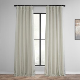 HPD Half Price Drapes Vintage Textured Faux Dupioni Silk Blackout Curtains for Bedroom 96 Inches Long (1 Panel), 50W x 96L Curtains for Living Room Home Decor, Mist Grey