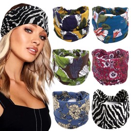 Pack of 6 Women's Wide Elastic Exercise Headbands, Elastic Headband for Hair Band, Women, Warm Hair Bands, Wide, Hair Bands, Headband, Thin, Non-Slip Hair Bands Hair Accessories (Fleur)