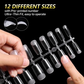 AIMEILI Square Fake False Nail Tips 432PCS Full Cover Nail Tips for Soak Off Nail Extension, Acrylic False Press on Nails with Box for Nail Art Salon and Home DIY, 10 Sizes