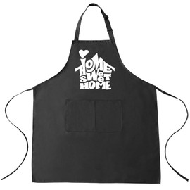 New House Gift - HOME SWEET HOME Apron with Pockets, Adjustable Grilling Aprons for Men & Women Funny Kitchen Housewarming Gift Ideas for Cooking, Waitress, Garden, Art, Painting, Work - Black (Chef)