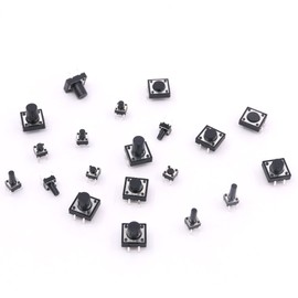 Hilitchi 250-Pcs 6 x 6mm 12 x 12mm Tactile Push Button Switch Micro Momentary Tact Assortment Kit - 20 Value / 4 Pins