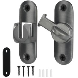 Qkenvo Flip Door Latch Gate Latches 90/180 Degree Barn Door Lock Safety Door Lock for Barn, Sliding Door, Garden, Bathroom, Cabinet, Window Outdoor (1, Gray)