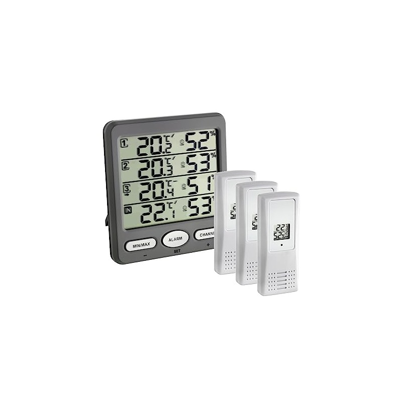 TFA-Dostmann radio-thermo-hygrometer, climate monitor TFA 30.3054, room climate control.