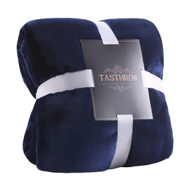TASTHROW Large Flannel Fleece Throw Blanket, 50×70 Inch - Cozy Lightweight Thick Blanket - All Seasons Suitable for Women, Men and Kids (Navy)