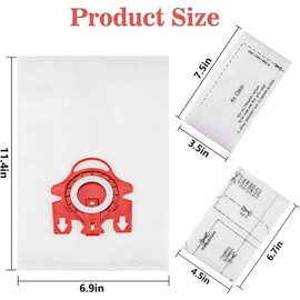 12 Pack 3D Airclean Dust Bags Replacement for Miele FJM Vacuum Compact C2 Compact C1 Complete C1 S241 S290 S300i S500 S700 S4 S6 Series with 4 Motor Protection Filters and 4 AirClean Filters